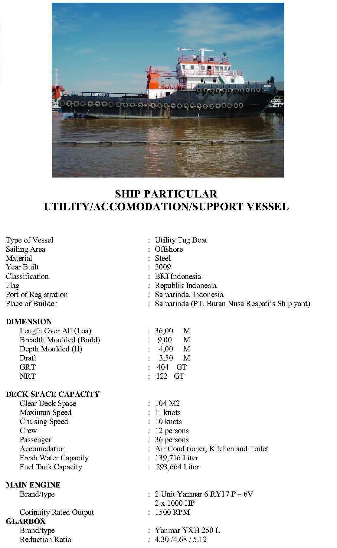36m Utility Vessel 48 Person Accommodation 2009 Blt Indo Usv Accommodation Support Vessel For Sale Sale And Purchase Vessels